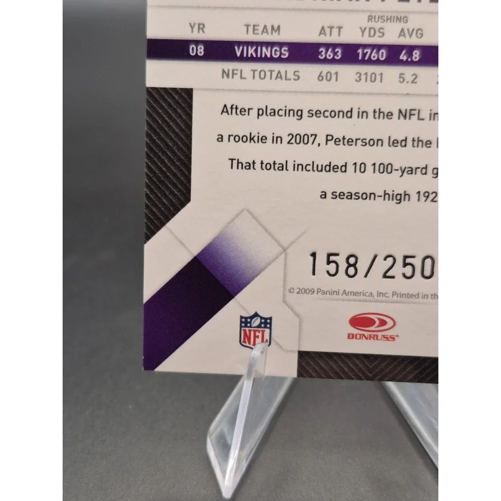 2009 Donruss Threads Century Proof Adrian Peterson #55 Silver /250 Vikings